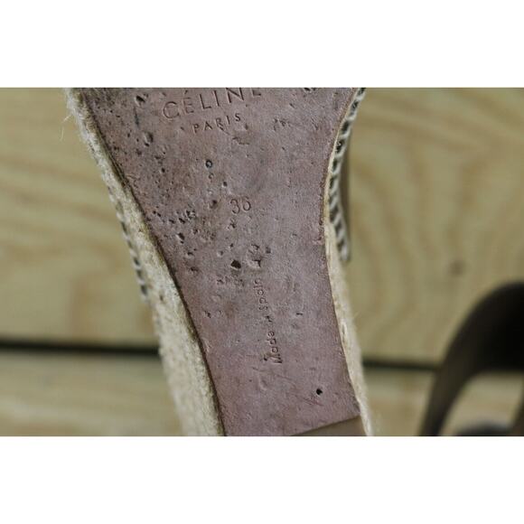 Celine Espadrilles Brown Leather 36 Buckle Slip On Shoes Spain - Picture 6 of 7